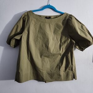 J Crew Green Cotton Top NWT Sz M